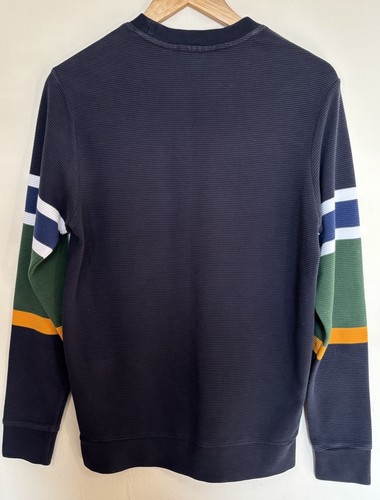 LACOSTE osmanischer Strickpullover blau Herren kleine gestreifte Ärmel Rundhalsausschnitt - Bild 8 von 12