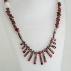 Handmade Rhodochrosite Necklace Earring Set Pink Stone Fringe Natural Gemstone