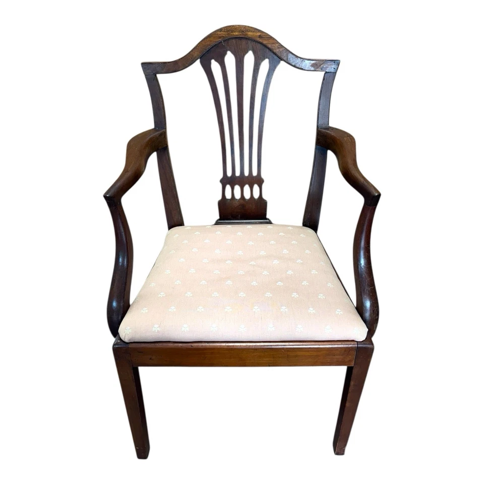 Antiguo Sillón Inglés Caoba - Circa 1800 - Diseño Elegante con Asiento Deslizante Foto 2 de 4