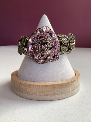 Heidi Daus ''Rose Elegance'' crystal floral hinged cuff bracel