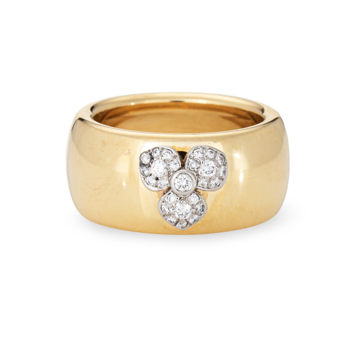 c2000 Vintage Tiffany & Co Ring France 5.5 Diamond Flower Band 18k