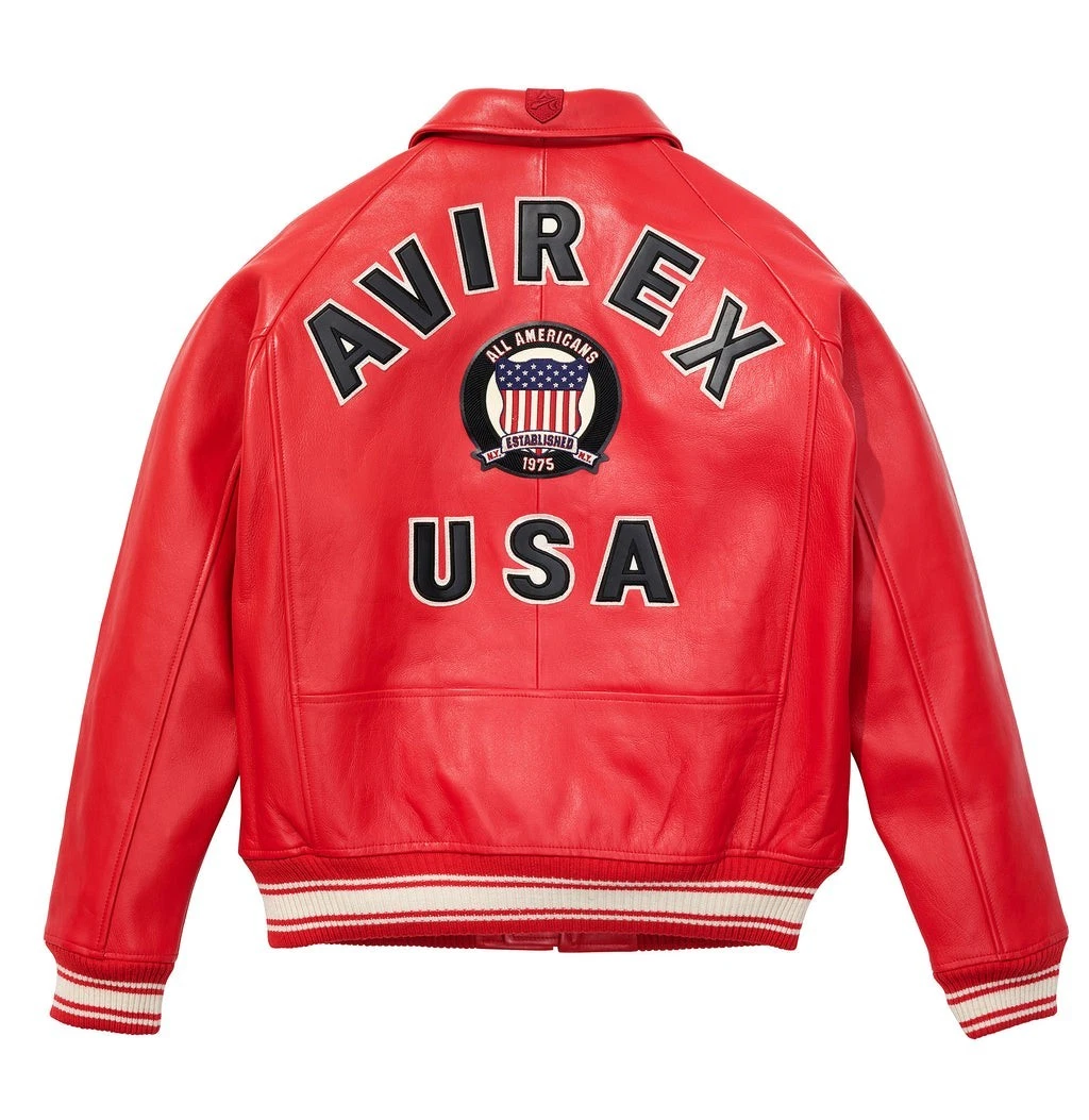 Avirex Men's Real Leather Jacket Sheepskin Flight Bomber American Varsity Jacket - product detail image 2