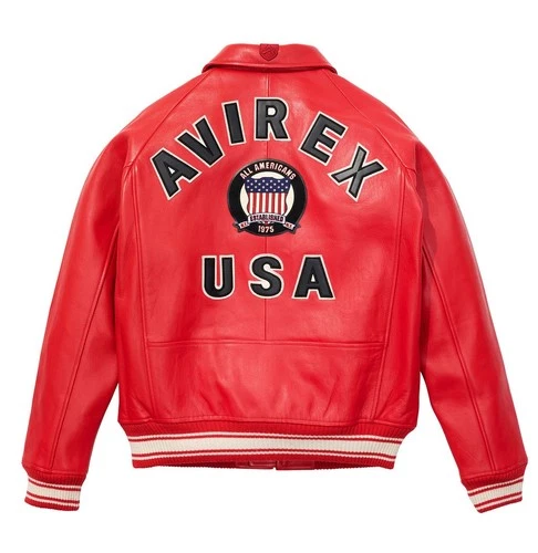 Avirex Men's Real Leather Jacket Sheepskin Flight Bomber American Varsity Jacket image 2
