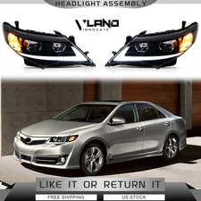 VLAND Black LED DRL Projector Headlights For 2012-2014 Toyota Camry Front Lamps