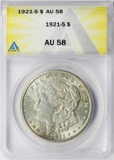 1921-S $1 Morgan Dollar ANACS AU58