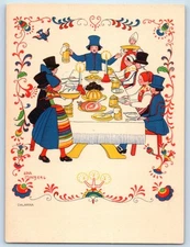 Sweden Dalarna Girls Serving Food Aina Stenberg Signed Artist Antique Postcard