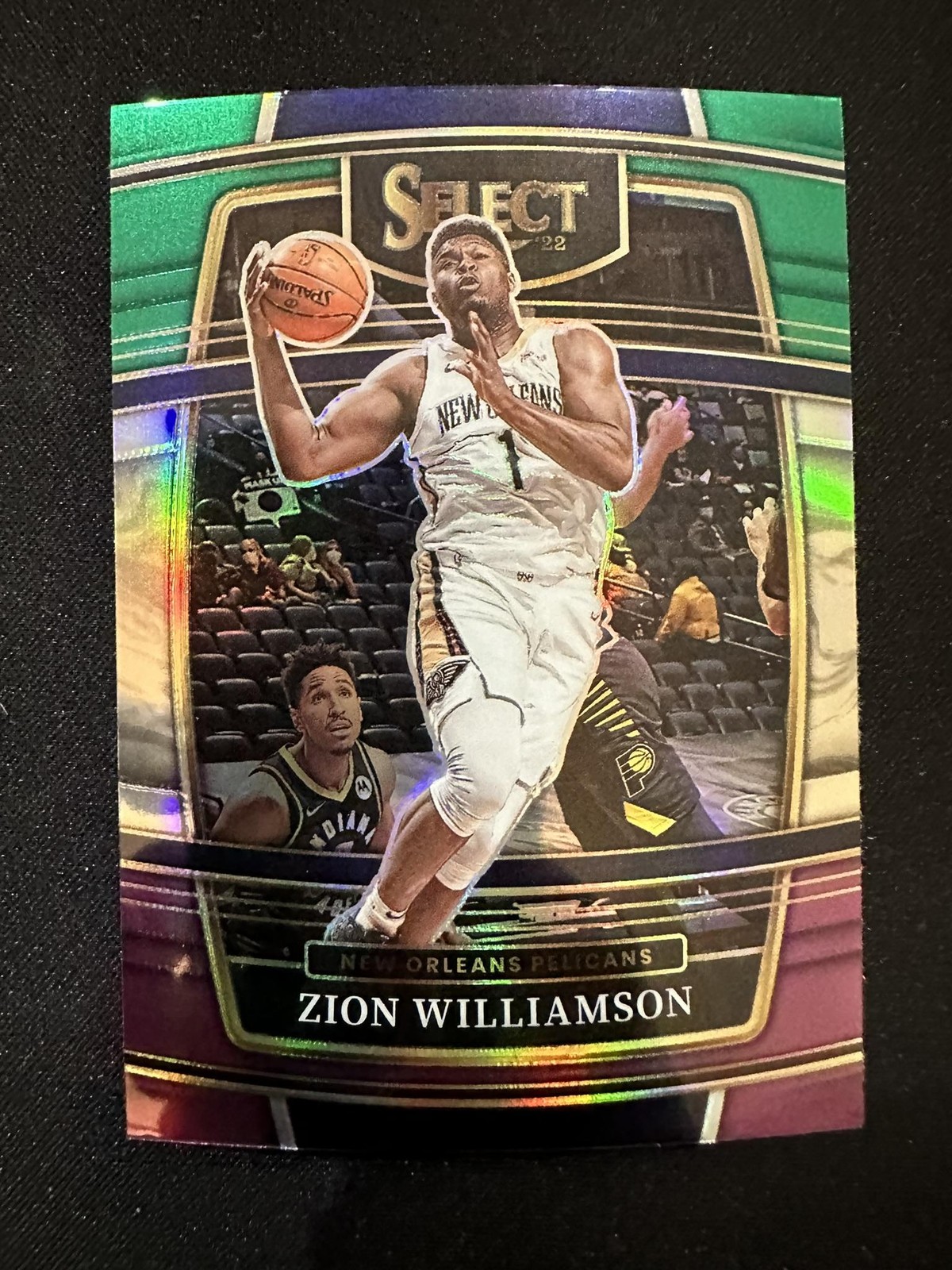 2021-22 Panini Select #96 Zion Williamson Green White and Purple Pelicans card