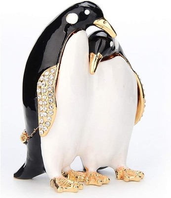 Trinket Box Penguin with Hinged Enameled Jewelry Box Classic Animal Ornaments...