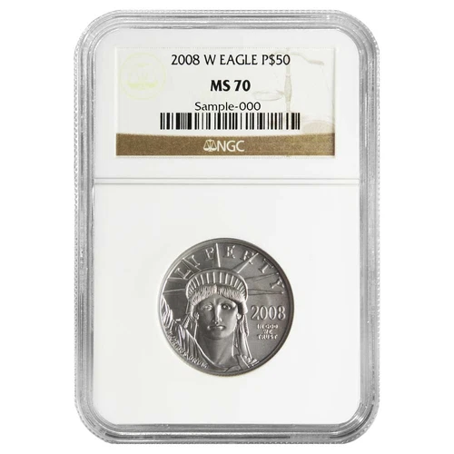 2008-W Burnished $50 American Platinum Eagle 1/2 oz NGC MS70 Brown Label