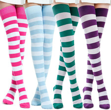 Extra Long Cotton Stripe Thigh High Socks over the Knee High Socks