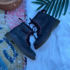 Dr. Marten Black Colorful Shimmer Leather Delaney Combat Boot Kids Girls 1