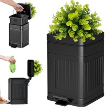 Small Trash Can with Lid, Plant-Styled Outdoor Dog Poop Trash Can Outside, Fa...