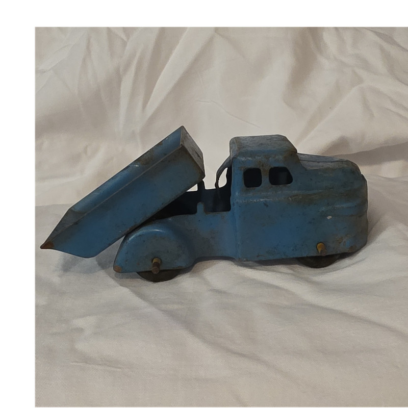 Vintage Tin Toy Dump Truck Blue Vehicle Tin Construction for Ages 4-11 Years