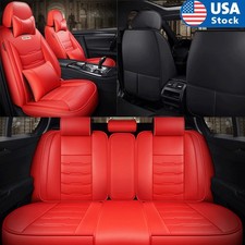 Full Surrounded Red Pu Leather 5-seats Car Seat Covers Protector Cushionpillows Full Surrounded Red Pu Leather 5-seats Car Seat Covers Protector Cushionpillows