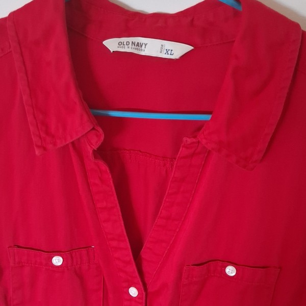 Old Navy Womens Red , allCotton Collared Shirt Dress short Sleeve XL