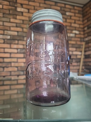 Antique MODEL Mason Light Purple Quart Fruit Canning Jar USA (J23
