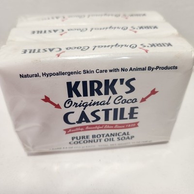 KIRK S Original Coco Castile Botanical Coconut Oil Bar Soap 4 Oz 3 Pack  NOS