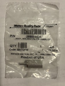 NEW - WATERS PN 289003536 Assy, 316 SS Solvent Filter. 1 each.