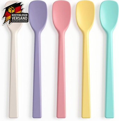 Silikon Eierlöffel Set 5 Stück für Joghurt Marmelade Kaffee lang langlebig