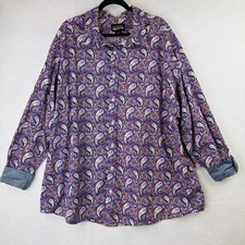 Cremieux Premium Men's 4X Long Sleeve Button Shirt Purple Pink Paisley