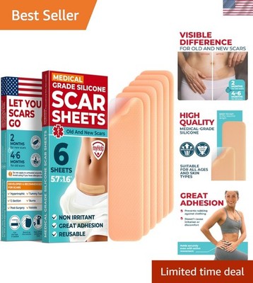 Reusable Silicone Scar Strips - 6pk 5.7 x1.6  - Fade C-Section & Keloid Marks