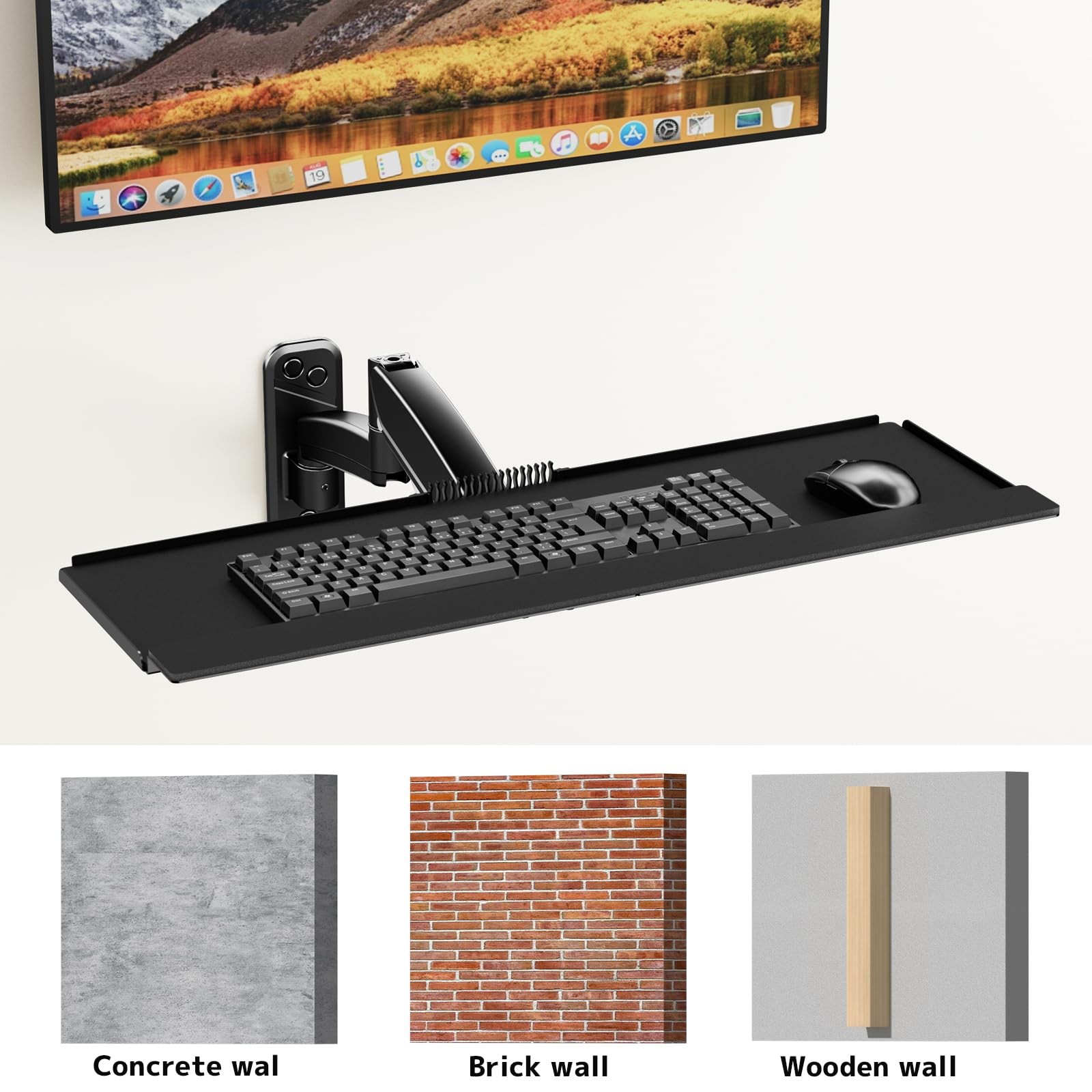 Keyboard Tray Wall Mount,Sit-Stand 26 Inch Keyboard and Mouse Stand,Height Ad...