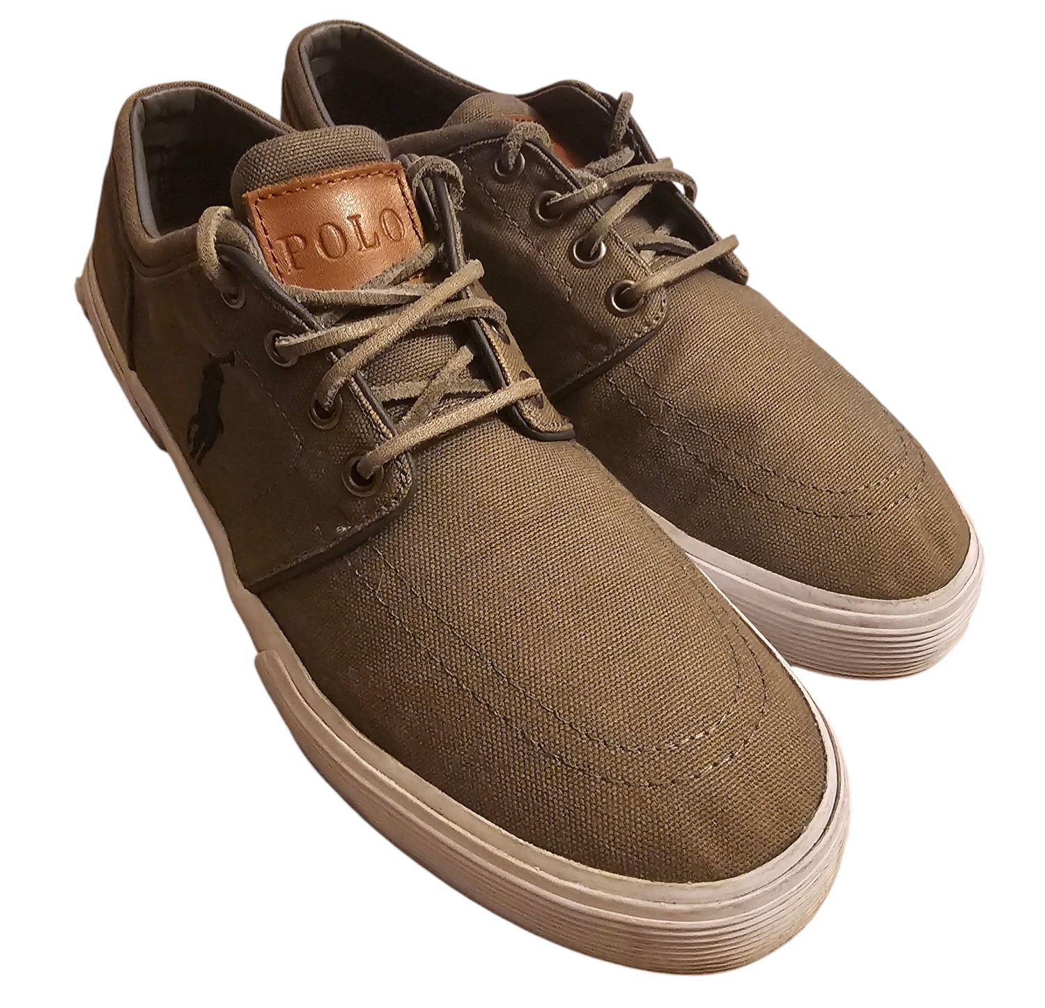 POLO Ralph Lauren Canvas Faxon Sneakers Basse Uomo 8.5D Preppy Nero Pony