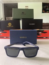 Gucci Square Polarized Sunglasses Blue Frame Gray Lens UV