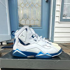 Jordan True Flight GS 6Y Unisex Kids White/Blue Leather High Top 343795-141