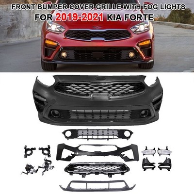 FITS 2019 2020 2021 KIA FORTE FRONT BUMPER SET COMPLETE GRILLS FOGS UPPER LOWER