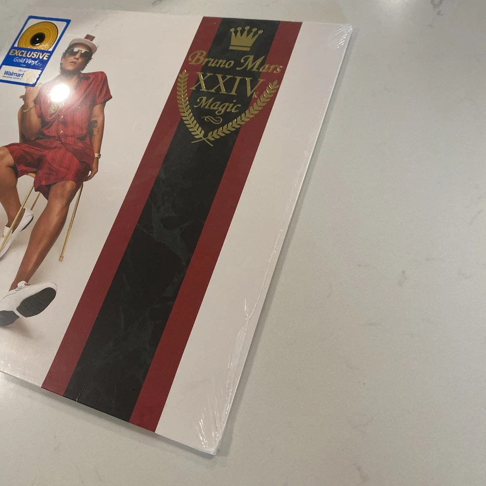 BRUNO MARS 24K MAGIC VINYL NEW! LIMITED GOLD LP! THAT'S WHAT I LIKE, VERSACE - Image 3 of 4