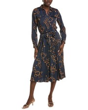 T Tahari Half Placket Button Down Midi Dress Women's