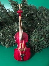 Violin Wooden Christmas Ornament 1990's