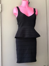Nasty Gal Black Peplum Sleeveless V-Neck Knee Length Dress Medium