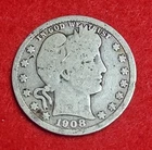 1908 D Denver Barber Quarter - 90% Silver - Circulated - .1808 Ounce Silver