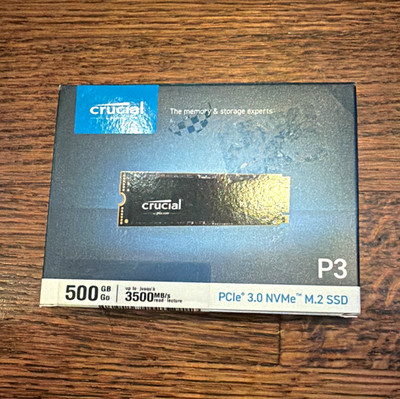 Crucial P3 500GB PCIe 3.0 NVMe M.2 Internal SSD 3500MB/s Read