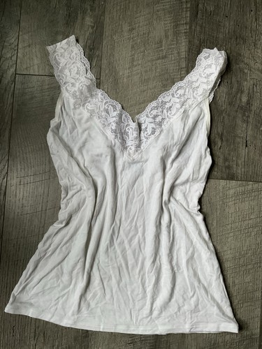 VTG Vassarette Lace Tank Top Lingerie Womens Size 40 Large Babydoll Y2K Ivory
