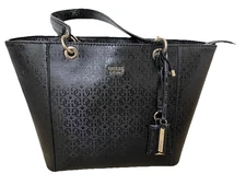 Guess Handbag Black Large Faux Leather Womens Purse Tote 