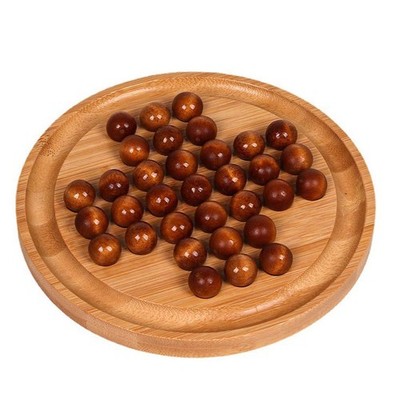 Wooden Wood Peg Solitaire Board Game Set 33 Chess Pieces Puzzle Game Smooth