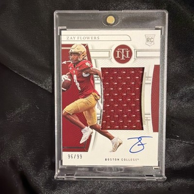 2023 Panini National Treasures College Material Signatures Zay Flowers RC /99