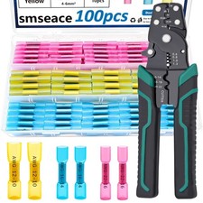 100PCS Heat Shrink Butt Connector W/ Crimping Tool 22-10AWG Waterproof