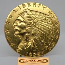 1925-D Indian Head Gold $2.5, Quarter Eagle, Cleaned - #B54448