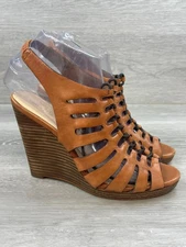 Cole Haan Air Haven Women's 6.5 Brown Gladiator Leather Sandal Platform Wedge