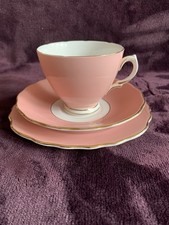 Colclough Harlequin Pink Bone China Trio