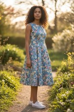 Vintage Grace Karin Women’s Floral Fit & Flare Dress Size M 1950 Tea Dress