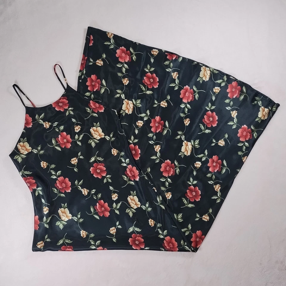 Maxi Vestido Floral Satinado Vintage Años 90 *se ajusta como XS* Caprimido Hada Grunge Y2k Foto 3 de 4