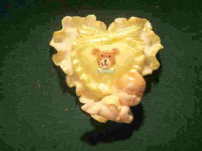 6 Pc Cold Porcelain Trinket Cake Deco Capia Baby Shower Favor - Yellow Heart