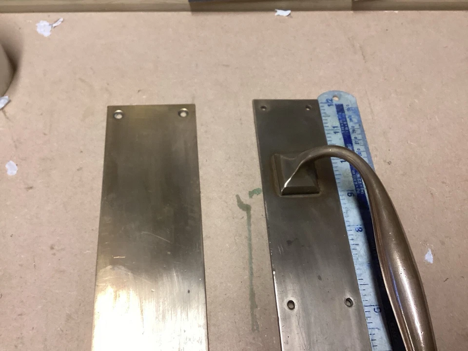 RECLAIMED SOLID BRASS DOOR PULL AND PUSH PLATE SHOP/PUB - Image 4 of 4