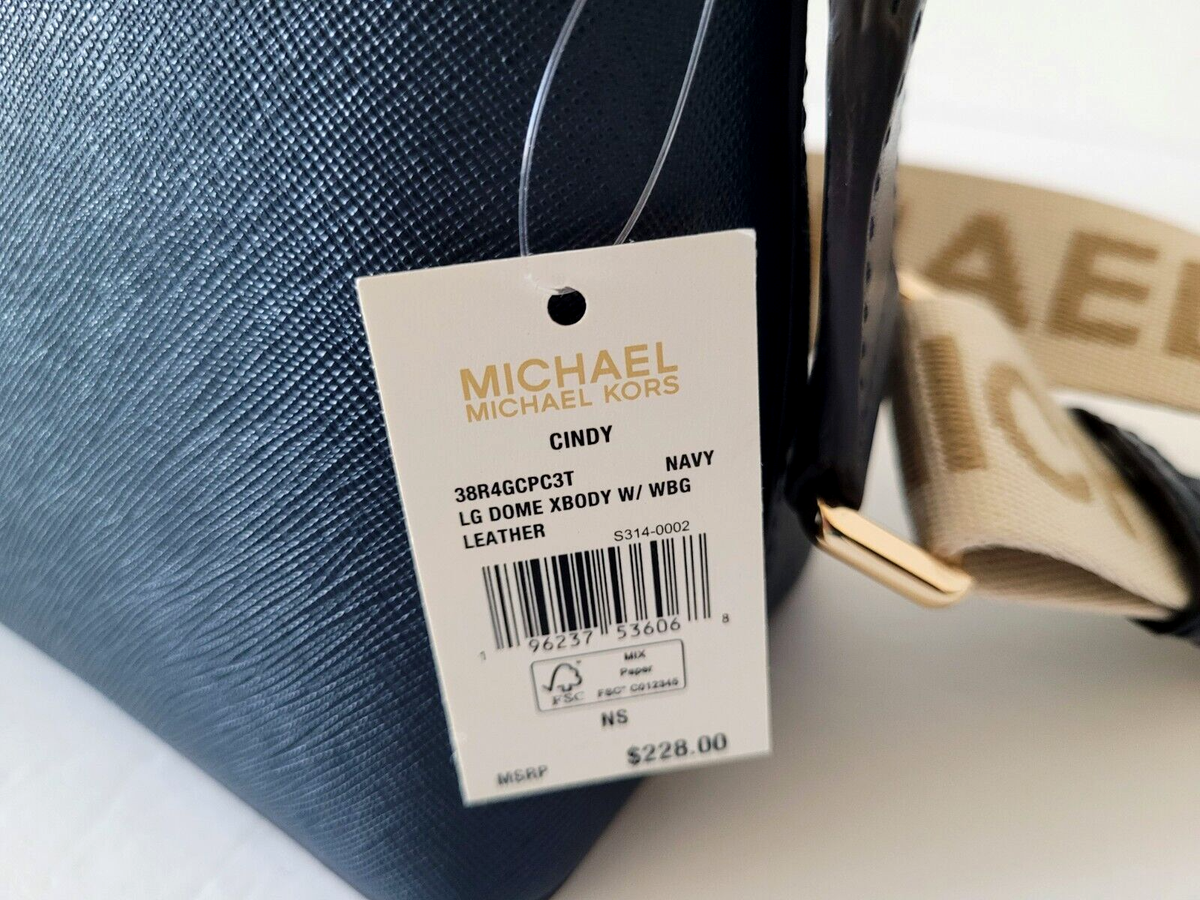 国内発送♪Michael Kors☆Cindy Large Dome Crossbody(ネイビー) MICHAEL MICHAEL KORS NWT Denim Blue Cindy Large Leather Dome