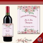 Personalised Wine Label Wedding Engagement Floral Custom Scratch Resist Sticker 